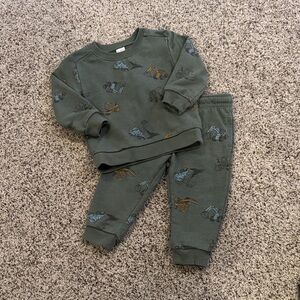 Carter's Forest Green Kids Set with Construction Truck Design